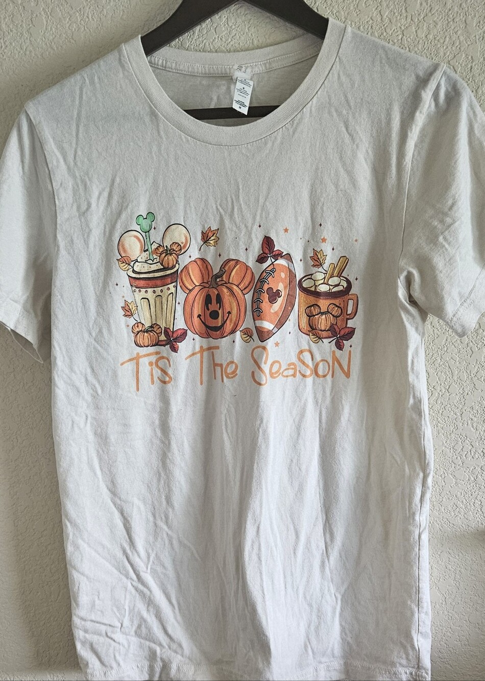 Disney Fall Cream Tee with Orange Pumpkin Graphic